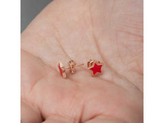 Boucles d'oreilles étoile rouge fluorescente en argent