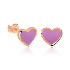 Boucles d'oreilles cœur lilas fluorescentes argentées