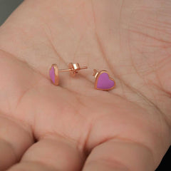 Boucles d'oreilles cœur lilas fluorescentes argentées