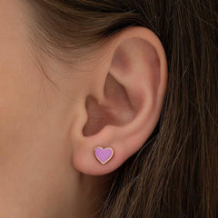 Boucles d'oreilles cœur lilas fluorescentes argentées