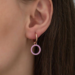 Silver Fluorescent Lilac Oval Earrings