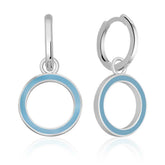 Silver Fluorescent Blue Oval Earrings