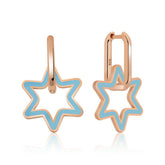 Silver Fluorescent Blue Star Earrings