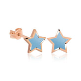 Silver Fluorescent Blue Star Earrings