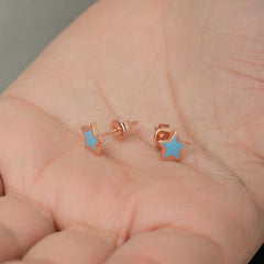 Boucles d'oreilles étoile bleue fluorescente argentée