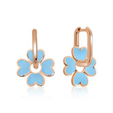 Silver Fluorescent Blue Clover Earrings