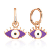 Silver Fluorescent Purple Eye Earrings