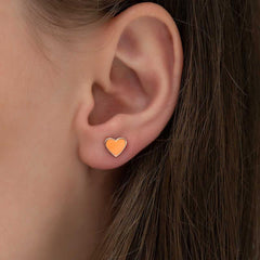 Boucles d'oreilles cœur orange fluorescent argenté