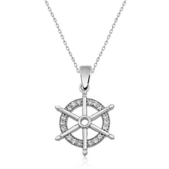 Silver Ship Wheel Necklace