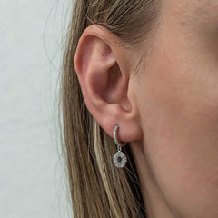 Silver Geometric Patterned Women's Earrings