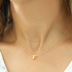 Collier pour femme avec lettre F 3D en argent et or