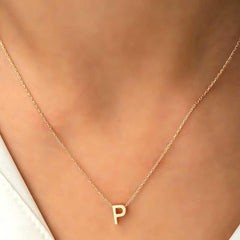 Collier pour femme avec lettre P 3D en argent et or