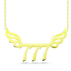Collier pour femme en argent et or avec le chiffre angélique 777