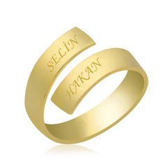 Silver Gold Love Spiral Name Ring