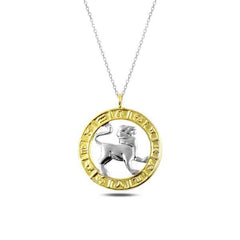 Silver Gold Leo Zodiac Necklace