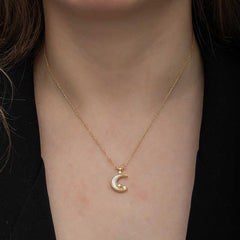Collier pour femme en argent et or avec croissant d'étoile