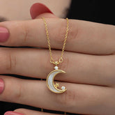 Silver Gold Crescent Star Women's Necklace