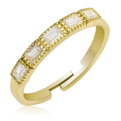 Bague Baguette Réglable Argent Or pour Femme