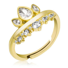 Silver Gold Adjustable Queen Crown Women's Ring