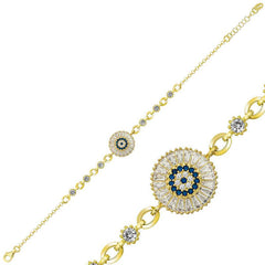 Gümüş Gold Baget Taşlı Nazar Bayan Bileklik