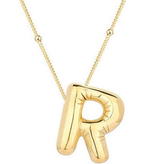 Collier pour femme avec lettre R en argent et or