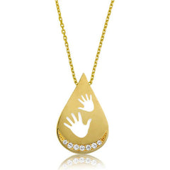 Silver Gold Baby Hands Women's Necklace