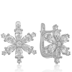 Silver White Lotus Flower Women's Earrings