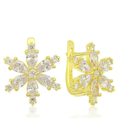 Silver Gold White Lotus Flower Women's Earrings