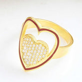 Silver Gold White Stone Heart Women's Ring