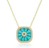 Silver Gold Square Glass Eye Evil Eye Women's Necklace