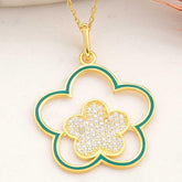 Collier pour femme à motifs floraux en argent et en or