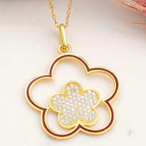 Collier pour femme à motifs floraux en argent et en or