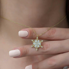 Silver Gold Snow Flower Women's Necklace