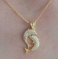 Silver Gold Double Dolphin Women's Necklace
