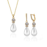 Silver Gold Drop Pearl Women Set