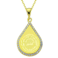 Silver Gold Drop Kıtmir Prayer Women's Necklace