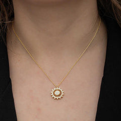 Silver Gold Sun Women's Necklace