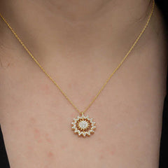 Silver Gold Sun Women's Necklace