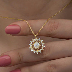 Silver Gold Sun Women's Necklace