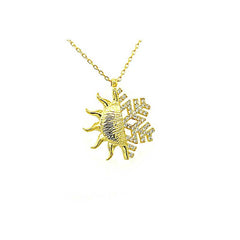 Silver Gold Sun Snowflake Women's Necklace