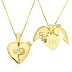 Silver Gold Name Written Infinite Heart Necklace