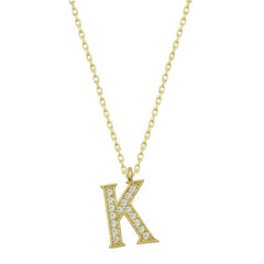 Collier pour femme avec lettre K en argent et or