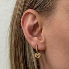 Silver Gold Heart Ribbon Dangle Women's Earrings