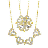 Silver Gold Heart Openable Clover Women's Necklace