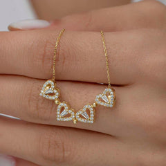 Silver Gold Heart Openable Clover Women's Necklace