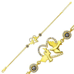 Silver Gold Heart Pigeon Women's Bracelet