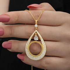 Silver Gold Plated Drop Quarter Necklace for Women