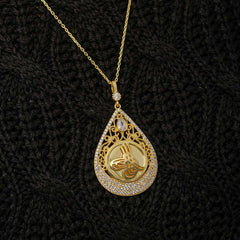 Silver Gold Plated Drop Tughra Women's Necklace