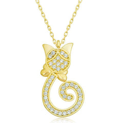 Silver Gold Cat Woman Necklace