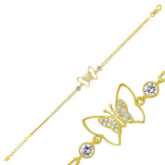 Silver Gold Butterfly Women's Bracelet